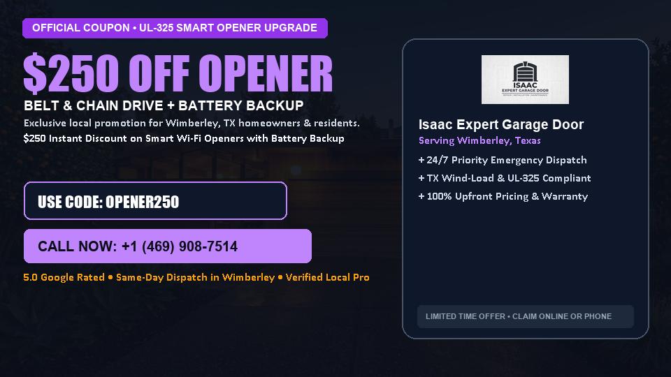 Isaac Expert Garage Door $250 OFF Premium LiftMaster Opener Installation in Wimberley, TX